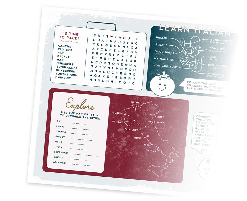 Map of Italy, Kids Menu